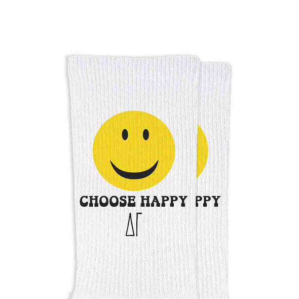 Choose Happy Crew Socks- Delta Gamma
