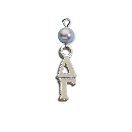 Small Vertical Letter Drop with Pearl - Delta Gamma