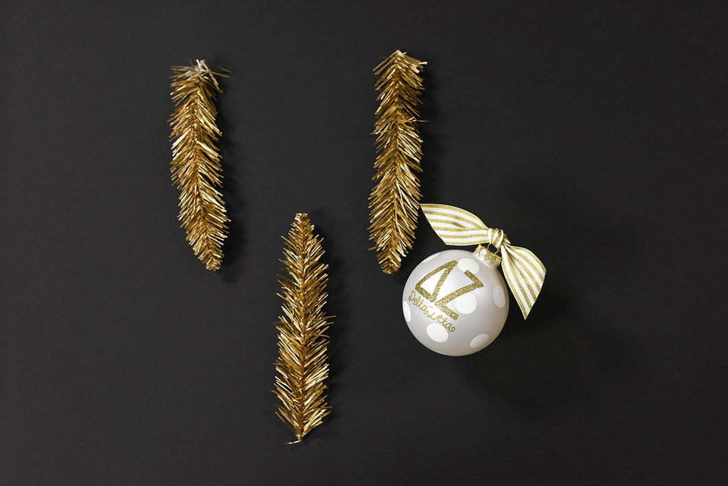 Gold and White Ornament - Delta Zeta