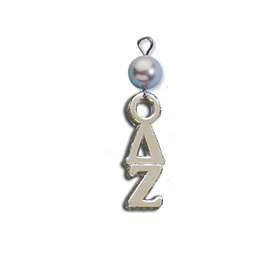 Small Vertical Letter Drop with Pearl - Delta Zeta