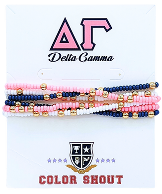 6 Beaded Stretch Bracelets- Delta Gamma
