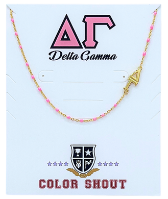 Side Set Enamel Bead Necklace- Delta Gamma