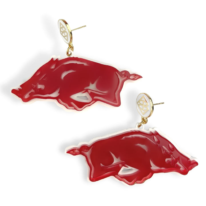 Cardinal Red Running Razorback Earrings