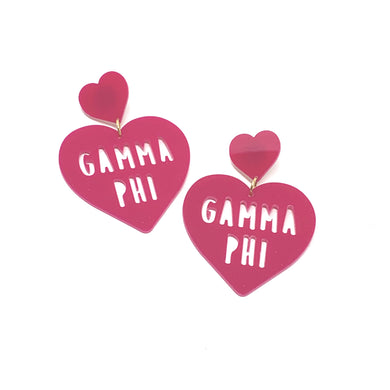 Acrylic Heart Earrings - Gamma Phi Beta