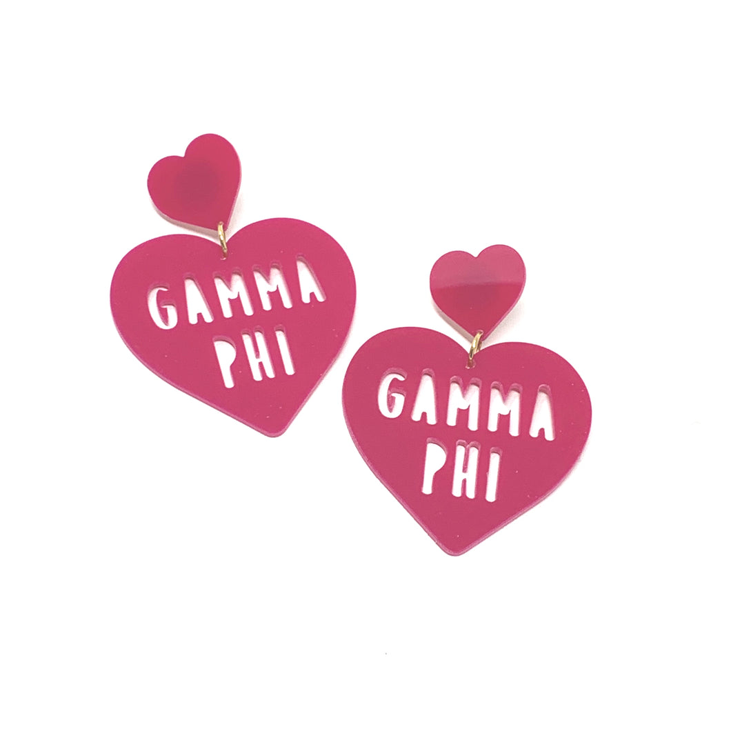 Acrylic Heart Earrings - Gamma Phi Beta