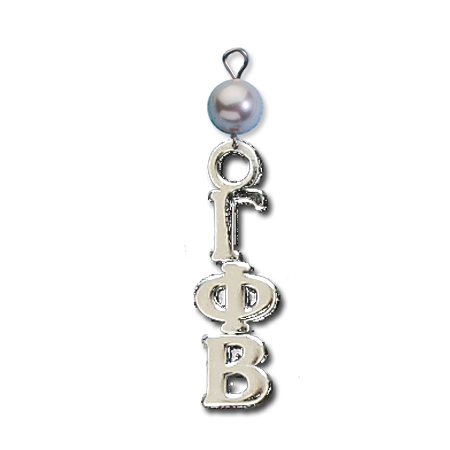 Small Vertical Letter Drop with Pearl - Gamma Phi Beta