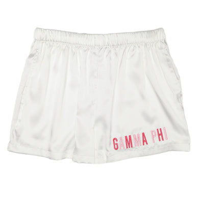 Embroidered Satin Shorts- Gamma Phi Beta