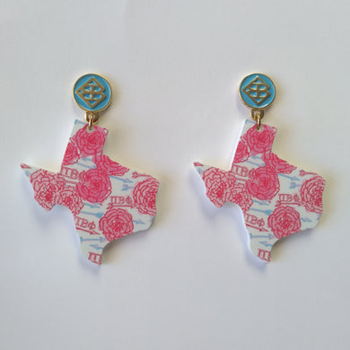 Texas Sorority Earrings- Pi Beta Phi