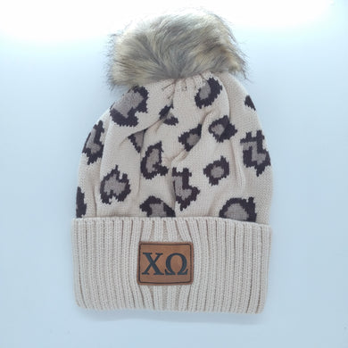 Knit Leopard Beanie- Chi Omega