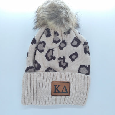 Knit Leopard Beanie- Kappa Delta