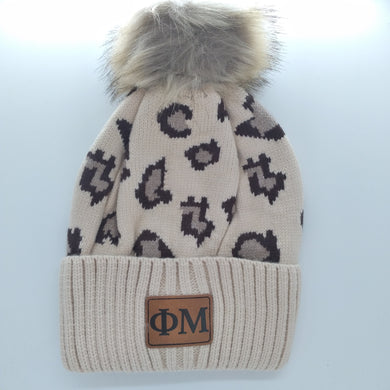 Knit Leopard Beanie- Phi Mu