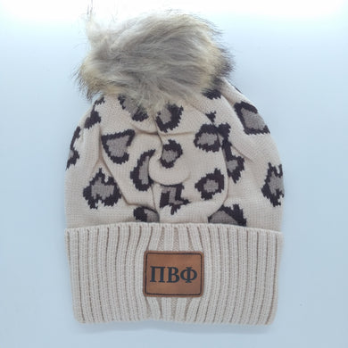 Knit Leopard Beanie- Pi Beta Phi