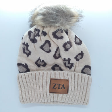 Knit Leopard Beanie- Zeta Tau Alpha