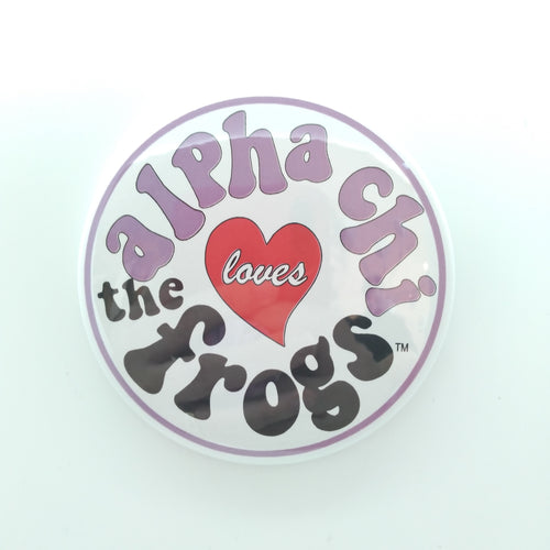 Retro Loves The Frogs Button - Alpha Chi Omega
