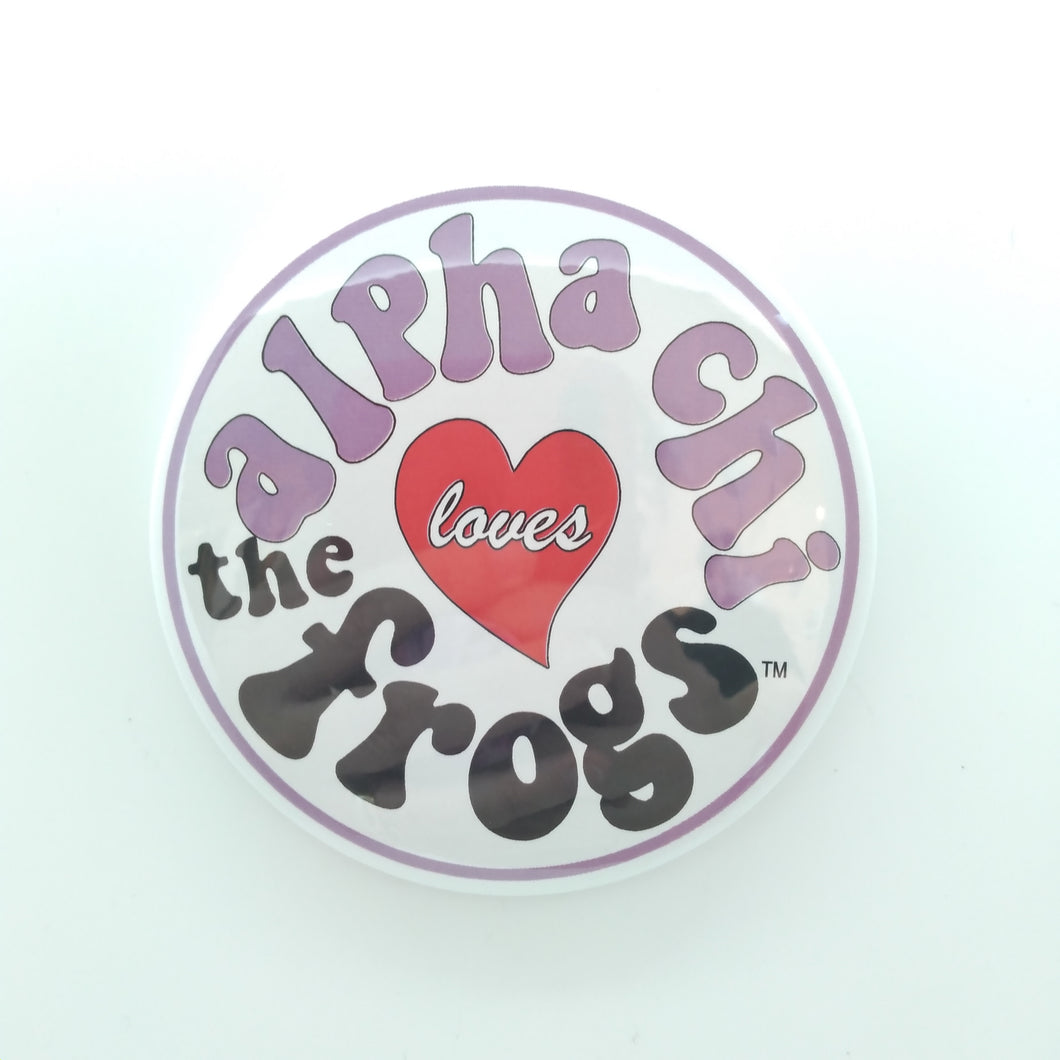 Retro Loves The Frogs Button Alpha Chi Omega Brown Bag Etc