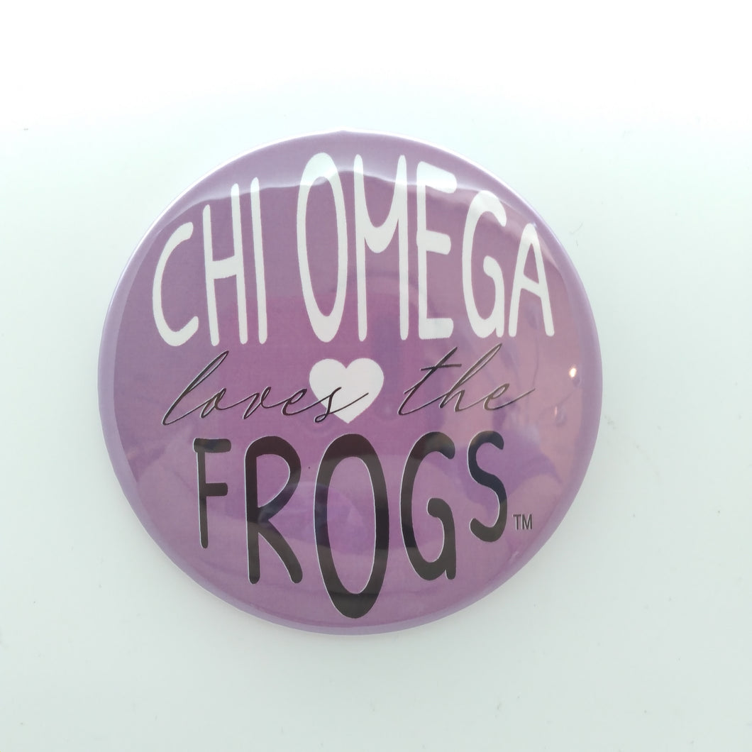 Purple Loves The Frogs Button - Chi Omega