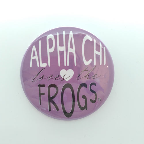 Purple Loves The Frogs Button - Alpha Chi Omega