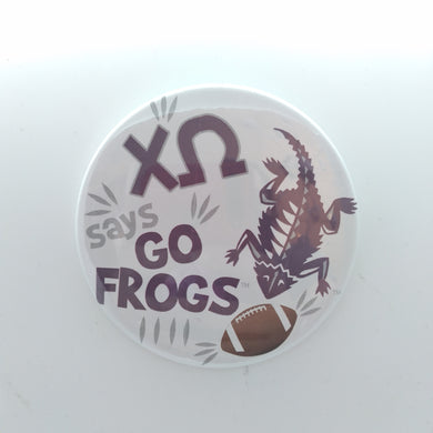 Flat Frog Football Button - Chi Omega