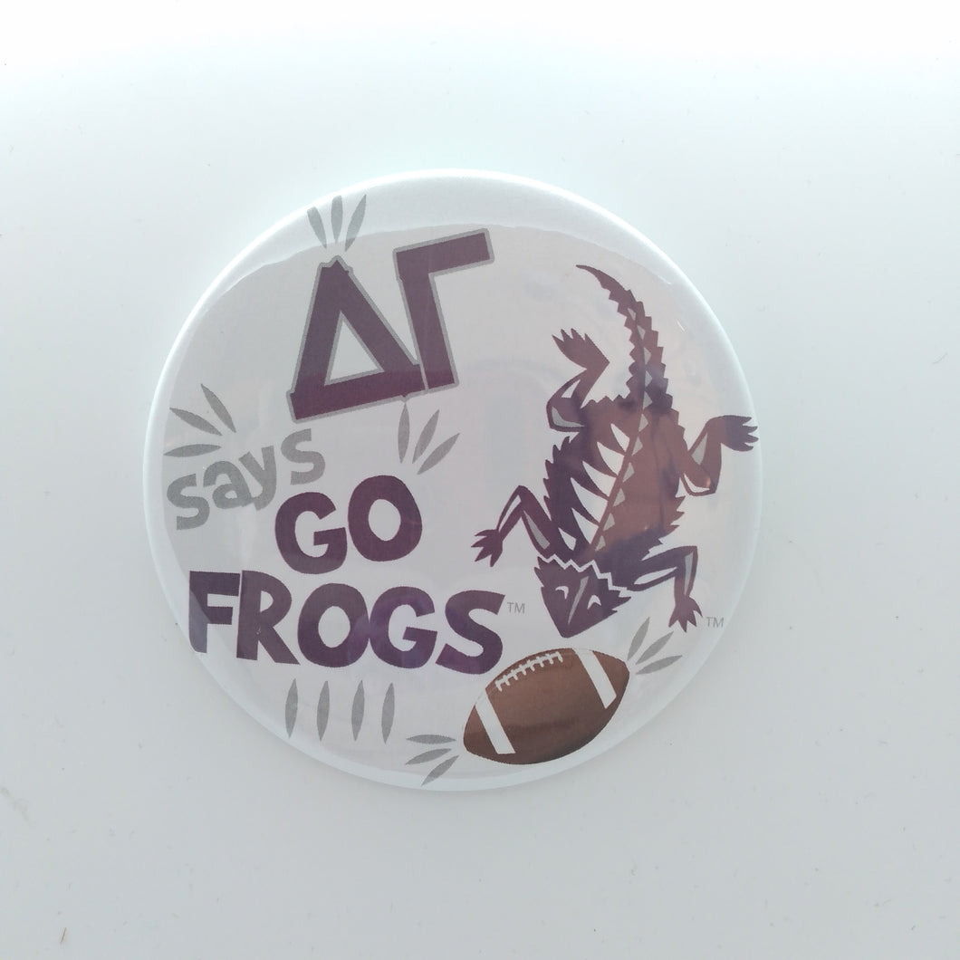 Flat Frog Football Button - Delta Gamma