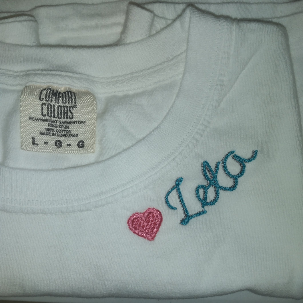 Heart Embroidered Tshirt- Zeta Tau Alpha