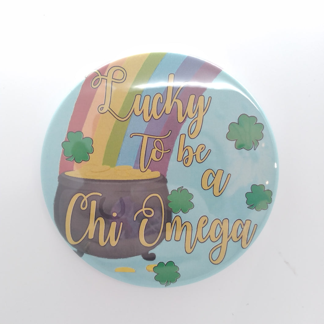 Lucky To Be A Chi Omega Button