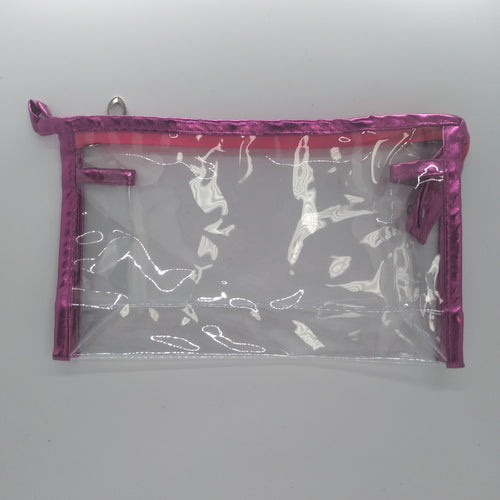 Metallic Edge Clear Bag- Hot Pink