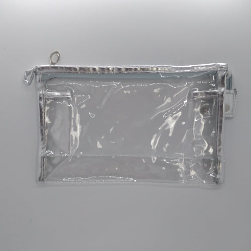 Metallic Edge Clear Bag- Silver