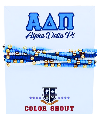 6 Beaded Stretch Bracelets- Alpha Delta Pi