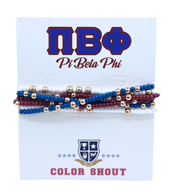 6 Beaded Stretch Bracelets- Pi Beta Phi