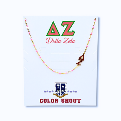 Side Set Enamel Bead Necklace- Delta Zeta