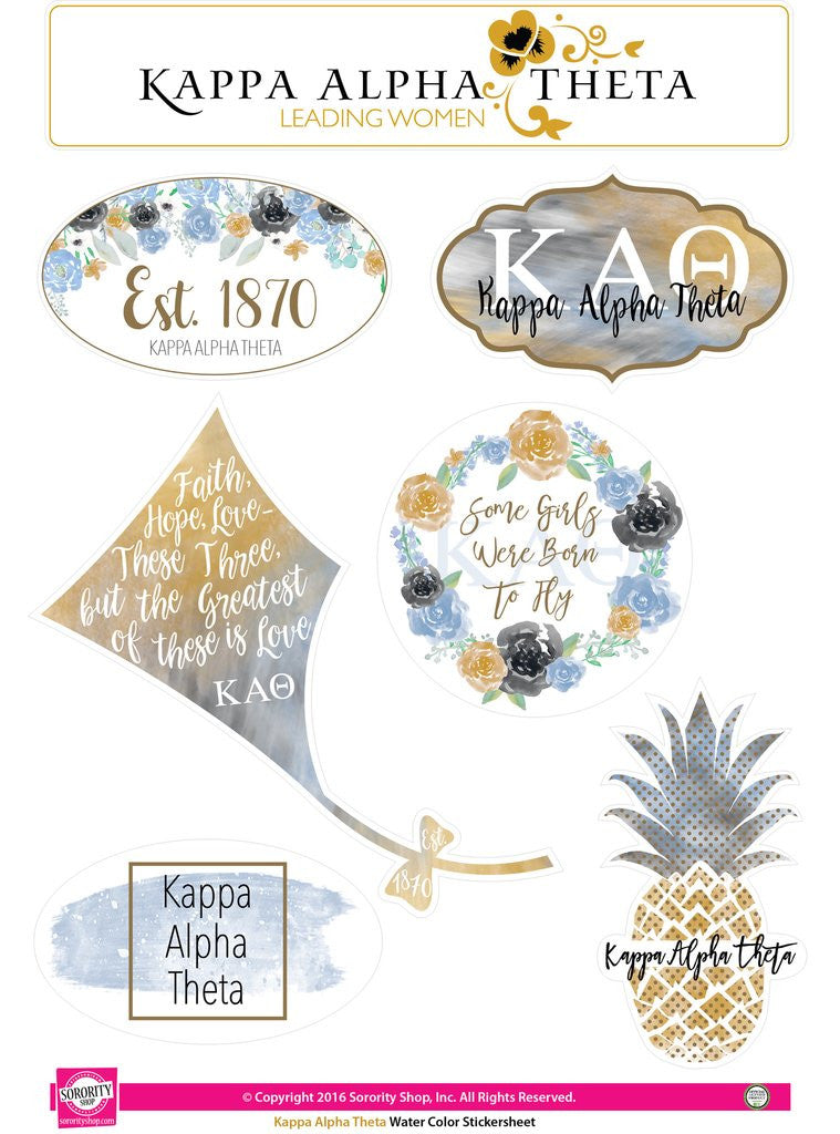 Watercolor Sticker Sheet - Kappa Alpha Theta