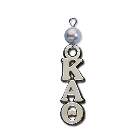 Small Vertical Letter Drop with Pearl - Kappa Alpha Theta