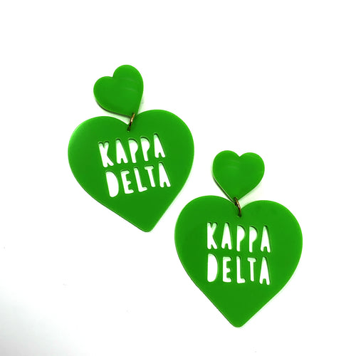 Acrylic Heart Earrings - Kappa Delta
