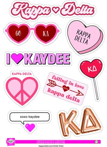 Love Theme Sticker Sheet - Kappa Delta