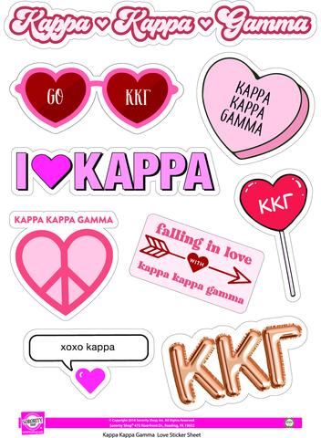 Love Theme Sticker Sheet - Kappa Kappa Gamma