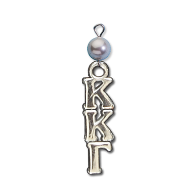 Small Vertical Letter Drop with Pearl - Kappa Kappa Gamma