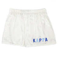 Embroidered Satin Shorts- Kappa Kappa Gamma