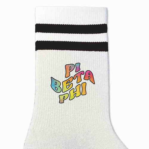 Retro Stripe Crew Socks- Pi Beta Phi