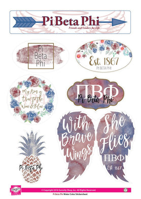 Watercolor Sticker Sheet - Pi Beta Phi