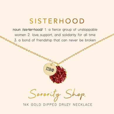 Sorority Druzy Necklace - Pi Beta Phi