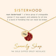 Sorority Druzy Necklace - Pi Beta Phi