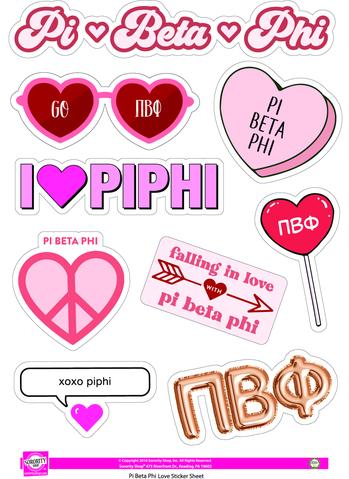 Love Theme Sticker Sheet - Pi Beta Phi