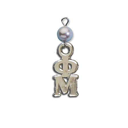 Small Vertical Letter Drop with Pearl - Phi Mu
