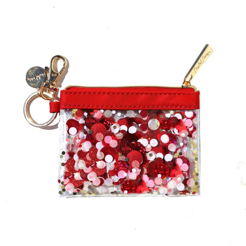 Confetti Keychain Wallet- Rally Red