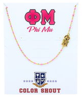 Side Set Enamel Bead Necklace- Phi Mu