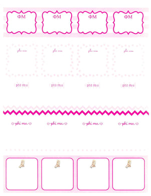 Sorority Label Stickers - Phi Mu
