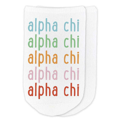 Rainbow No-Show Socks - Alpha Chi Omega