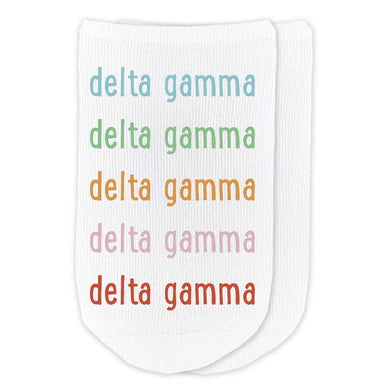 Rainbow No-Show Socks - Delta Gamma