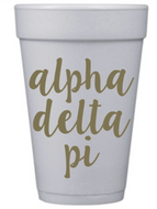 Gold Script Styrofoam Cups - Alpha Delta Pi