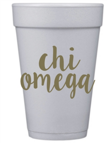 Gold Script Styrofoam Cups - Chi Omega